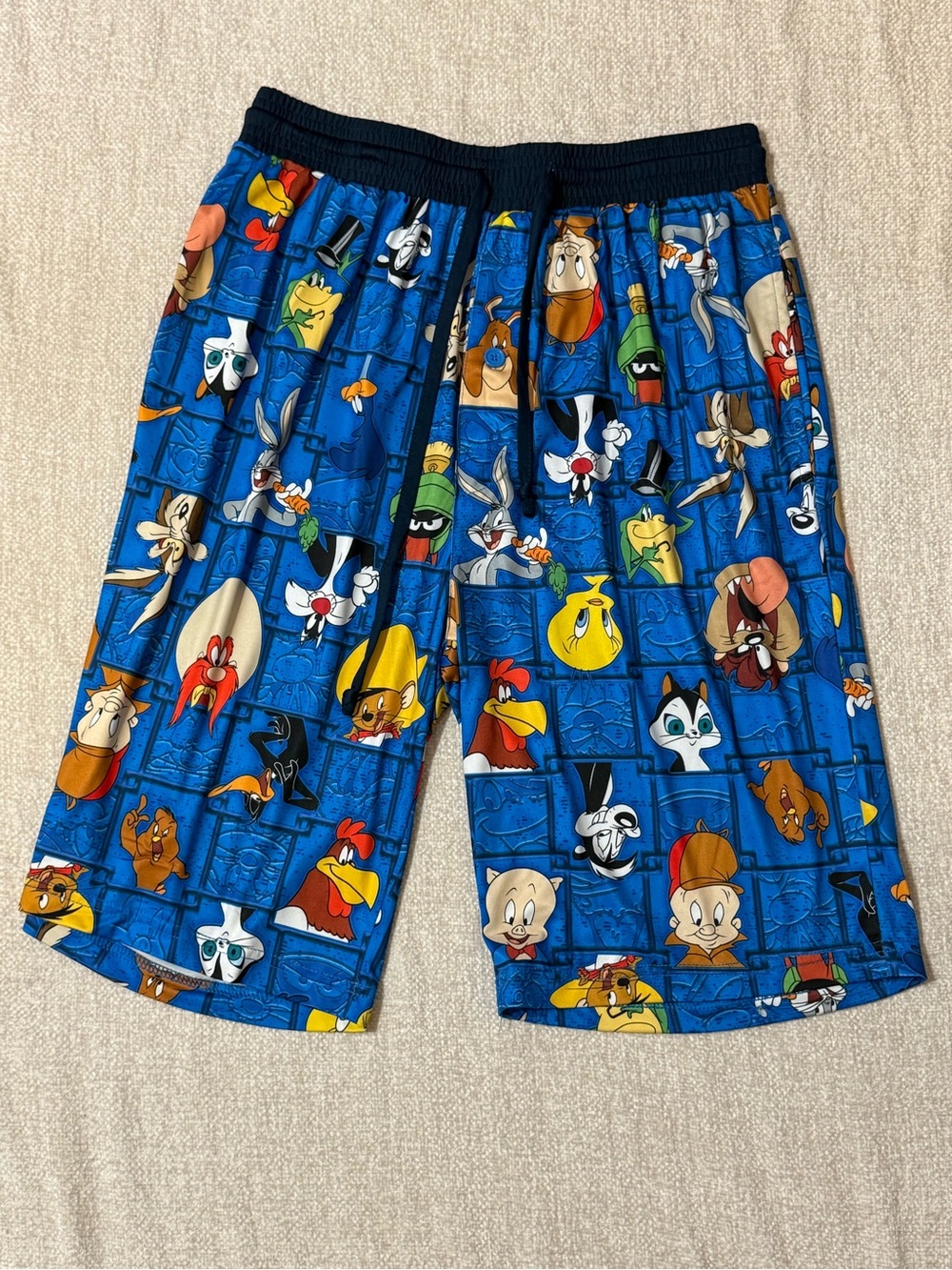 Looney Tunes Mens L Shorts Bugs Bunny Taz Y2K Cartooncore Lounge Blue
